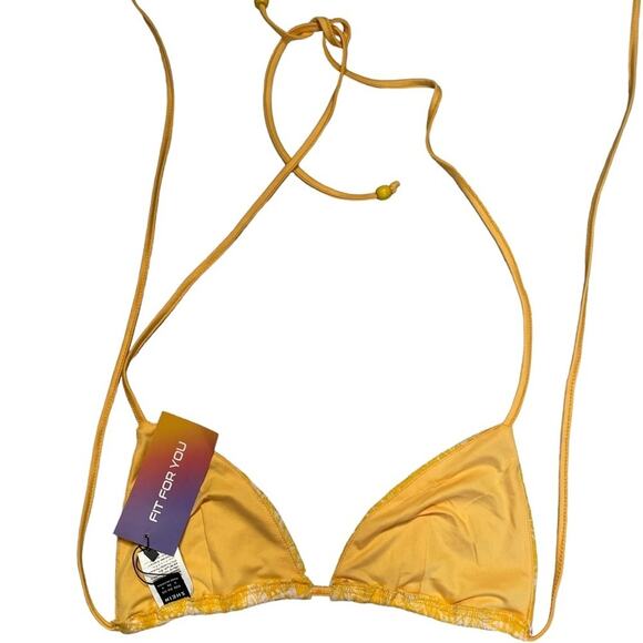 Shein Bikini Top String Canary Triangle Yellow Size S Floral Sexy Beach Swim - Picture 2 of 7